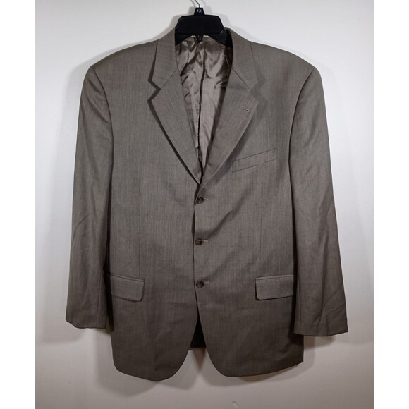 Joseph Abboud Wool USA Suit Blazer Jacket Pleated Pants Mens Tan Size 44L 38W - Picture 1 of 12